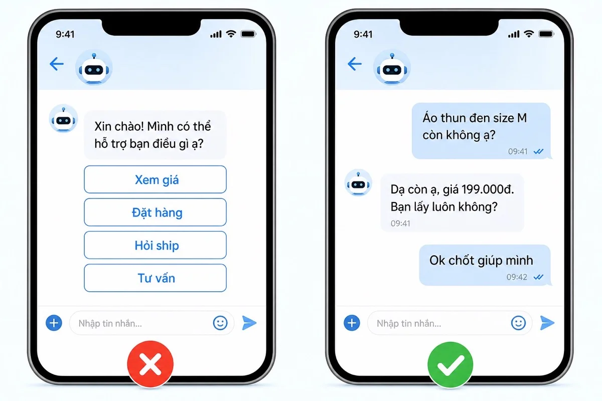 So sánh chatbot AI và chatbot kịch bản trên Facebook Messenger