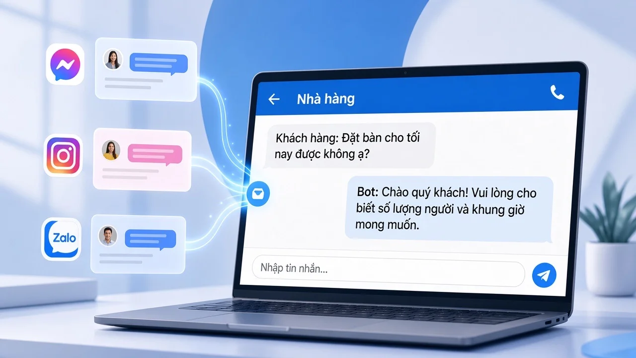Khách hỏi còn bàn tối nay, bot hỏi số người và khung giờ mong muốn